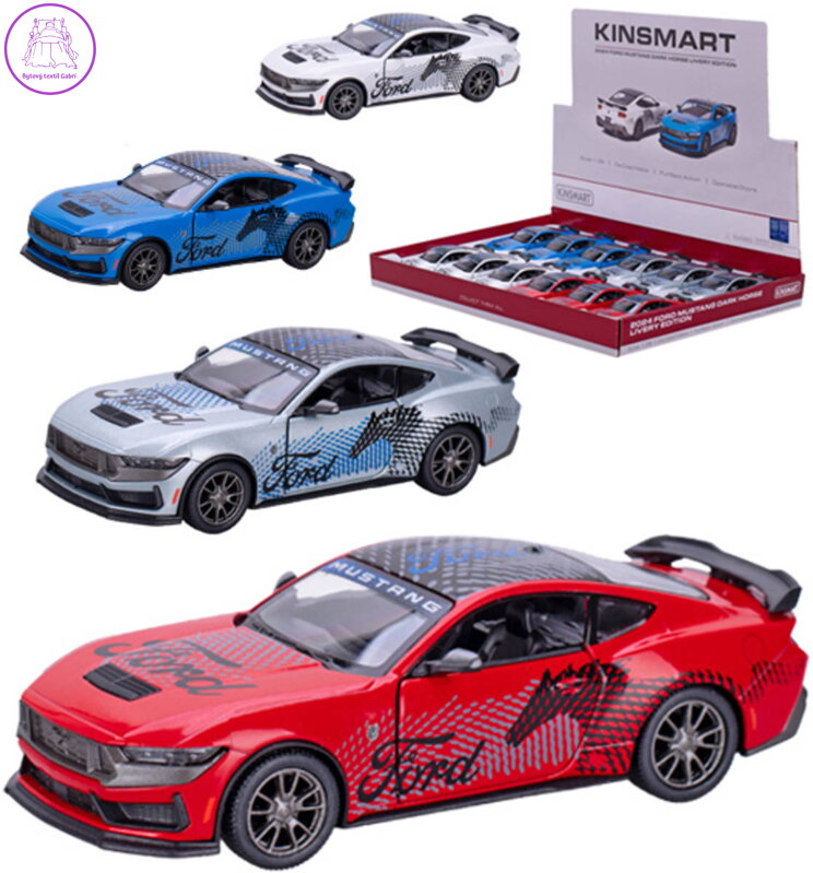KINSMART Auto sportovní Ford Mustang Dark Horse Livery kov PB 13cm 4 barvy