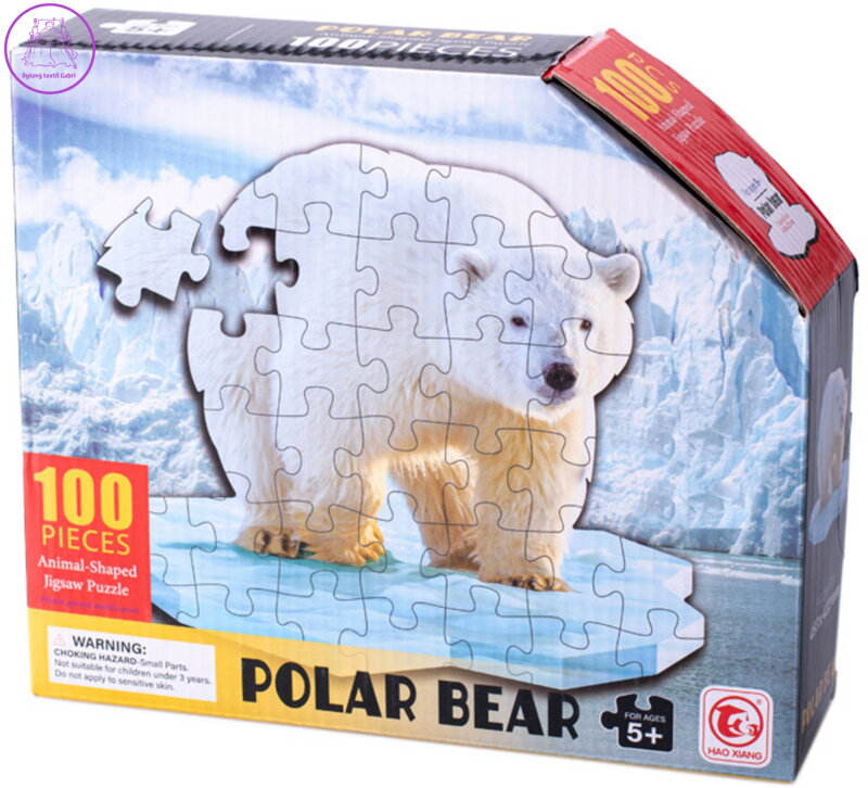 Puzzle Lední medvěd 48x42cm skládačka 100 dílků v krabičce