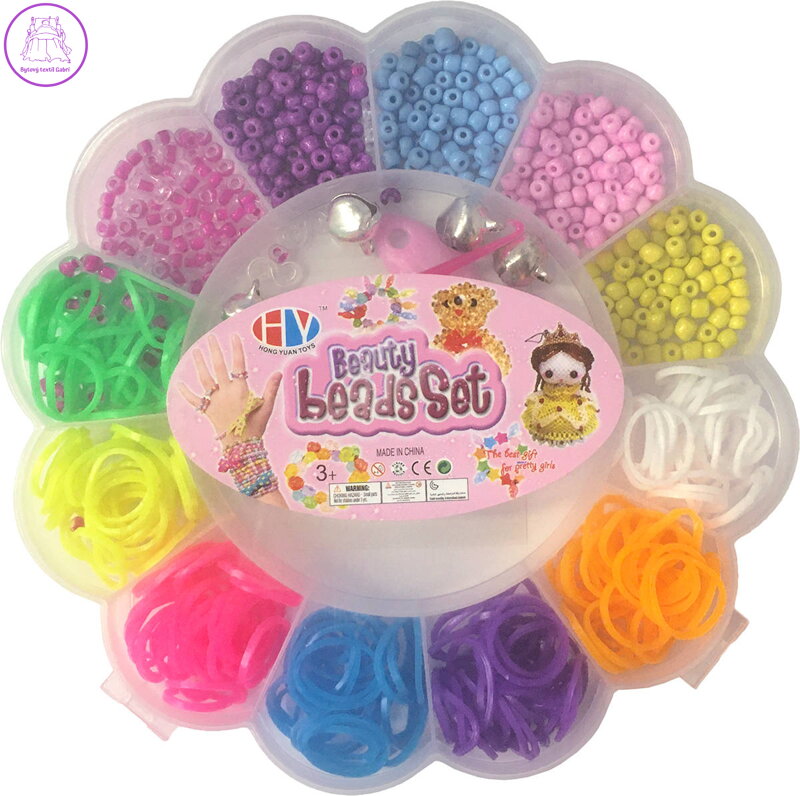 Navlékací korálky + gumičky kreativní set výroba dětské bižuterie květina