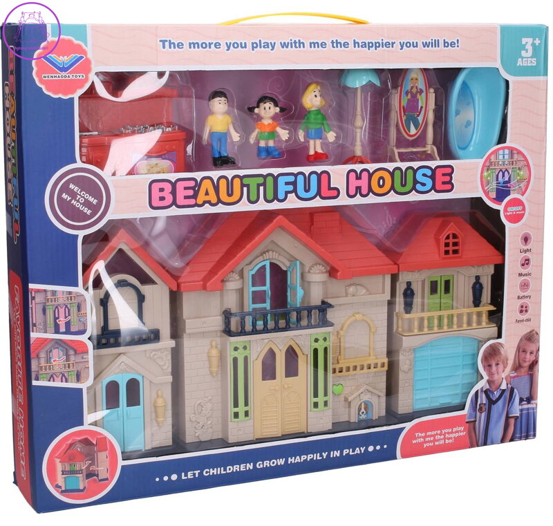 Set domeček 40cm s doplňky a efekty na baterie