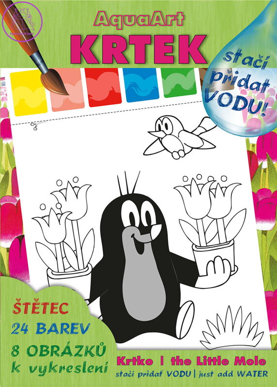 AKIM Omalovánky Stačí přidat vodu! Krtek (Krteček) 2 set s barvami a štětcem