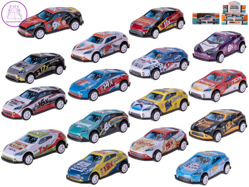 Auto sportovní závodní 6,5cm zpětný chod různé druhy v krabičce Auto sportovní závodní 6,5cm zpětný chod různé druhy v krabičce
