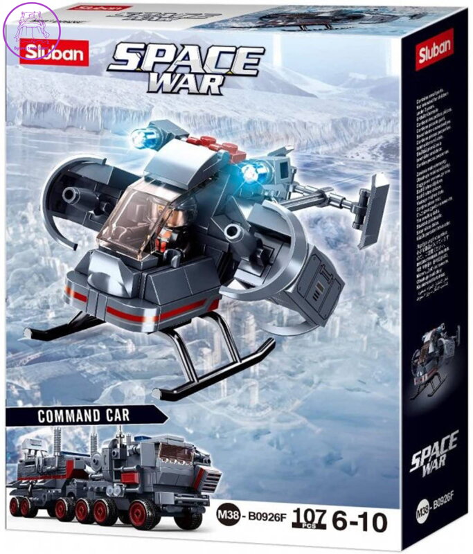 SLUBAN Space War Hlídkový vrtulník 107 dílků + 1 figurka 6v1 STAVEBNICE