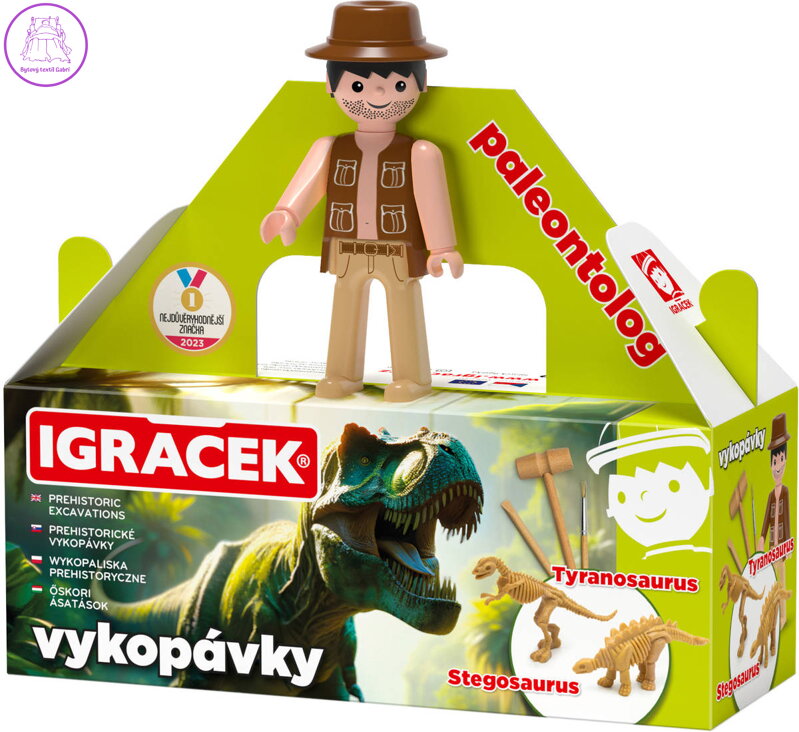 EFKO IGRÁČEK Paleontolog figurka dino vykopávky Tyranosaurus a Stegosaurus