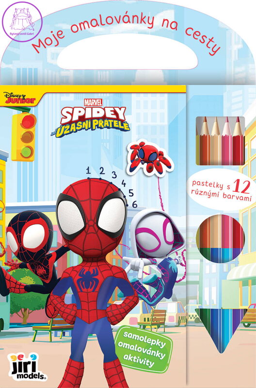 JIRI MODELS Moje omalovánky na cesty Spidey s pastelkami a samolepkami
