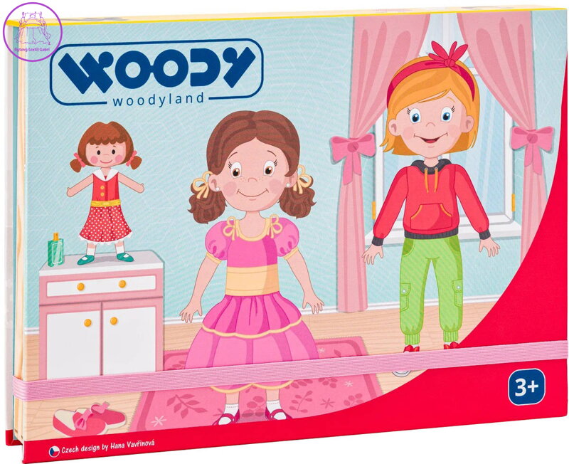 WOODY DŘEVO Puzzle skládačka magnetické tvary 39ks Módní salon