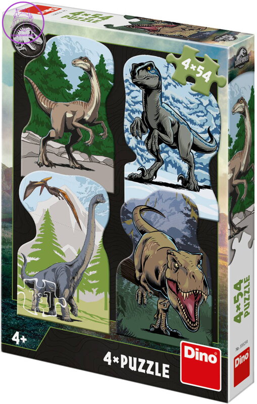 DINO Puzzle Jurský svět 4x54 dílků 13x19cm skládačka