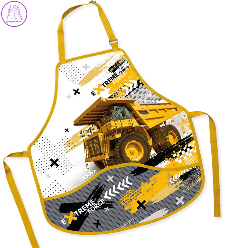 Zástěra dětská Nákladní auto 50x55cm na výtvarnou výchovu