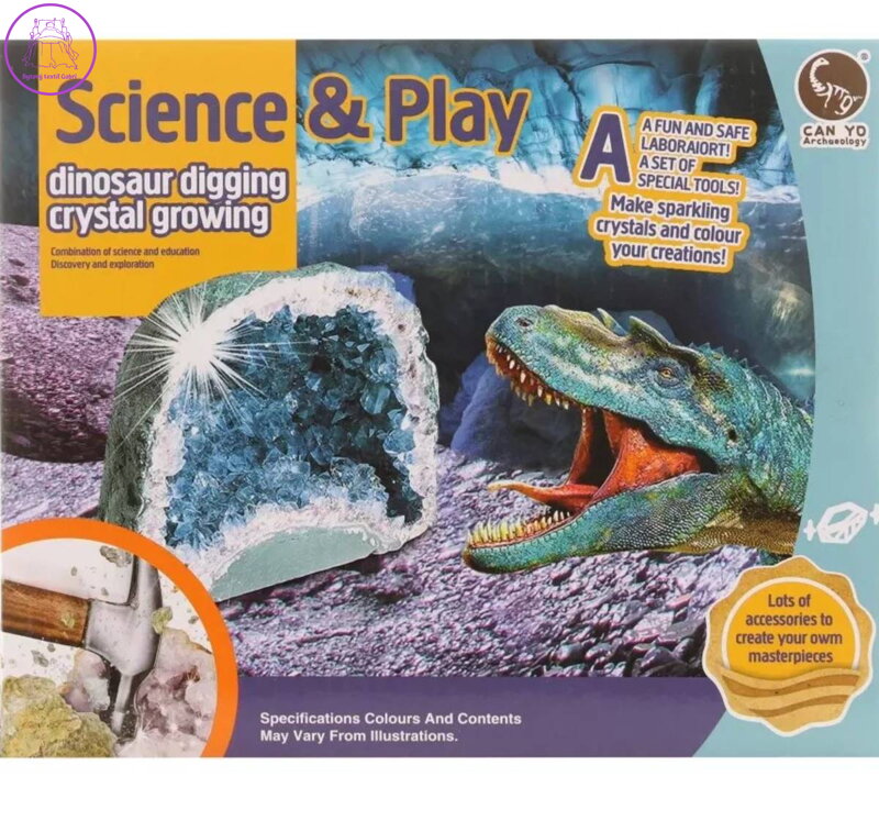 Výroba krystalů a tesání dinosaurů set Laboratorní sada krystaly s dinosaury 2v1