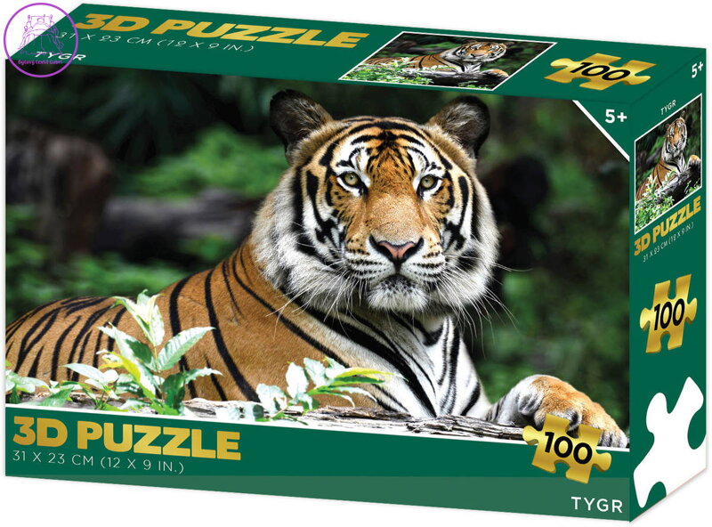 PUZZLE 3D Tygr 31x23cm 100 dílků skládačka v krabici