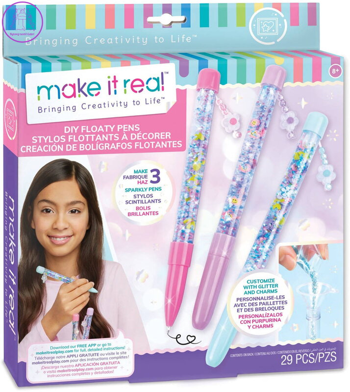 MAKE IT REAL Diy plovoucí třpytková pera dětský kreativní set