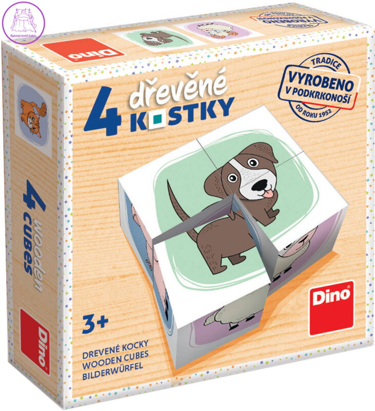DINO DŘEVO Kubus zvířátka obrázkové kostky set 4ks *DŘEVĚNÉ HRAČKY*