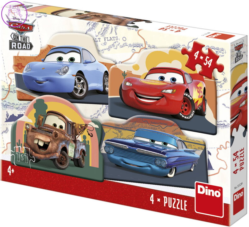 DINO Puzzle Auta na cestě (Cars) 4x54 dílků 19x13cm skládačka