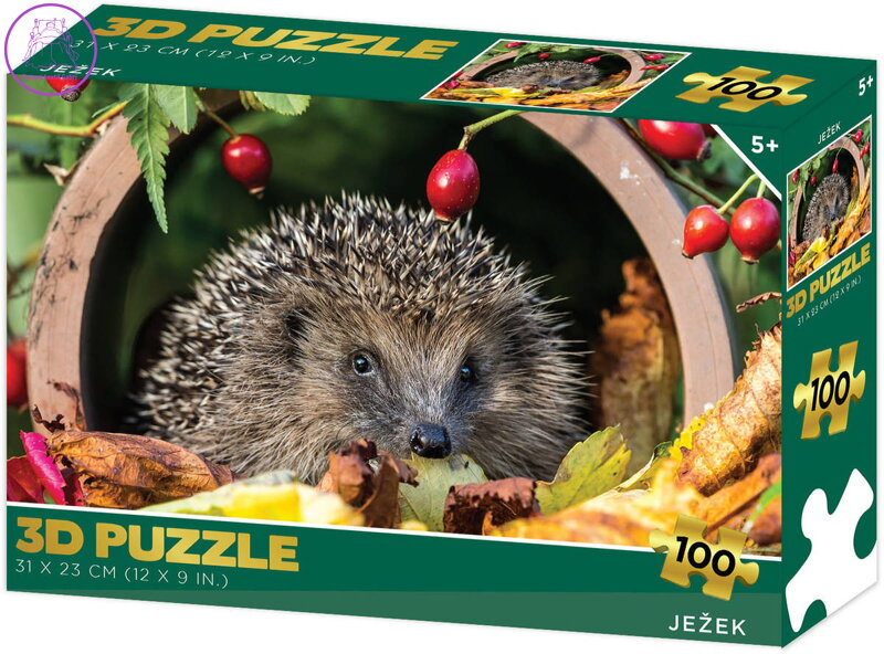 PUZZLE 3D Ježek 31x23cm 100 dílků skládačka v krabici