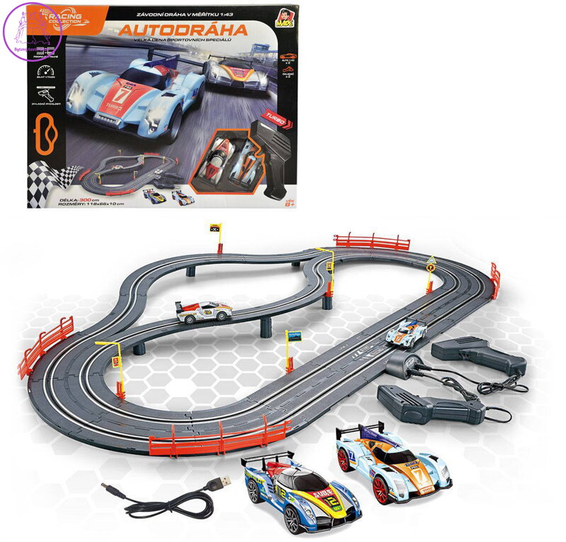 Autodráha Racing Collection 3m Turbo 2 závodní auta napájení USB