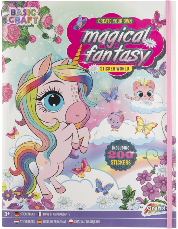 GRAFIX Magická Fantasy kniha s pohádkovými samolepkami 200+ holčičí GRAFIX Magická Fantasy kniha s pohádkovými samolepkami 200+ holčičí