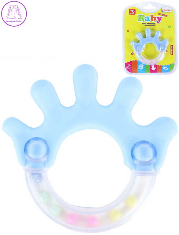 Chrastítko baby ruka s kuličkami pastelové pro miminko plast