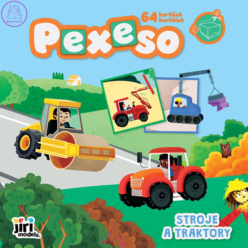 JIRI MODELS Pexeso v sešitu Stroje a traktory s krabičkou a omalovánkou