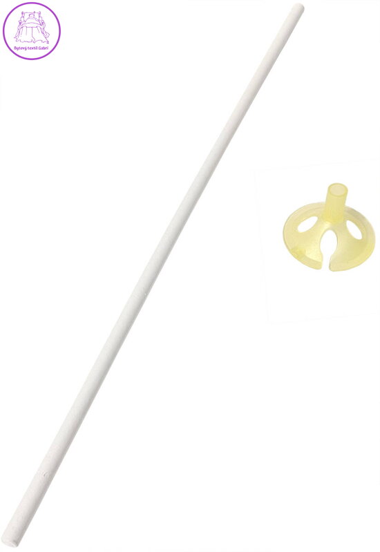 Tyčka papírová 31cm set s kloboučkem pro nafukovací balónky EKO