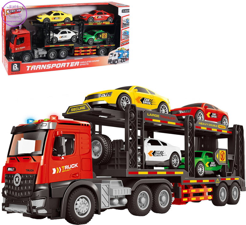 Auto odtahová služba set odtahovka + 4 autíčka na baterie Světlo Zvuk