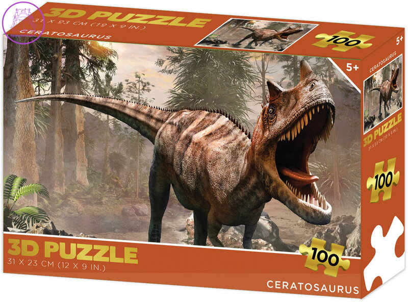 PUZZLE 3D Ceratosaurus 31x23cm 100 dílků dino skládačka v krabici