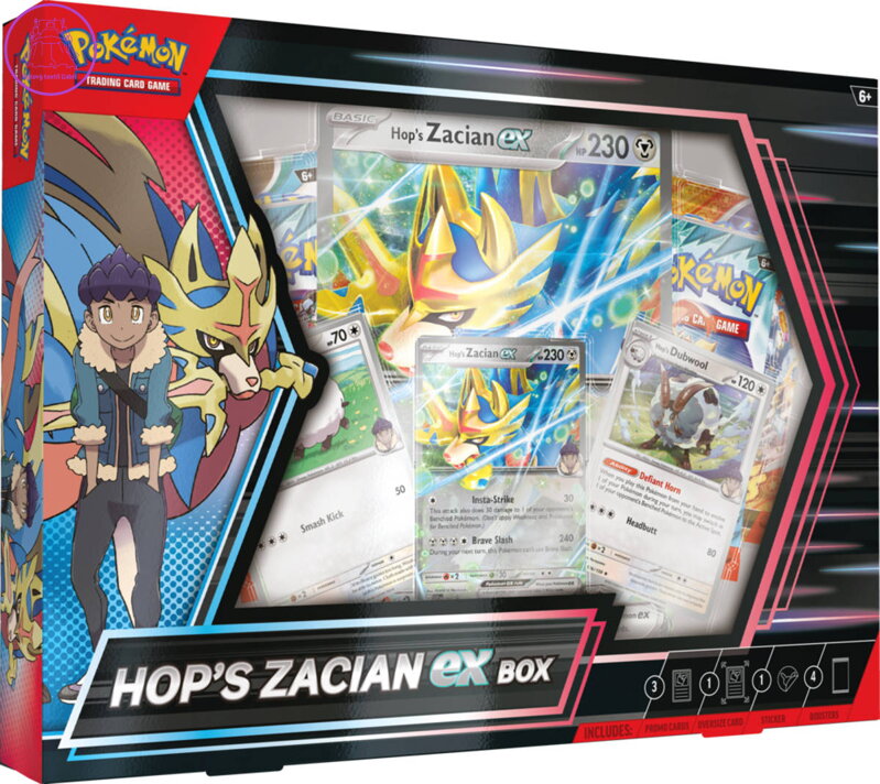 Hra Pokémon TCG Hop’s Zacian ex Box set 4x booster s doplňky