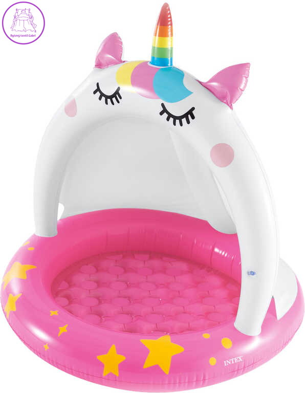 INTEX Bazén baby dětský kulatý se stříškou 102cm jednorožec 58438