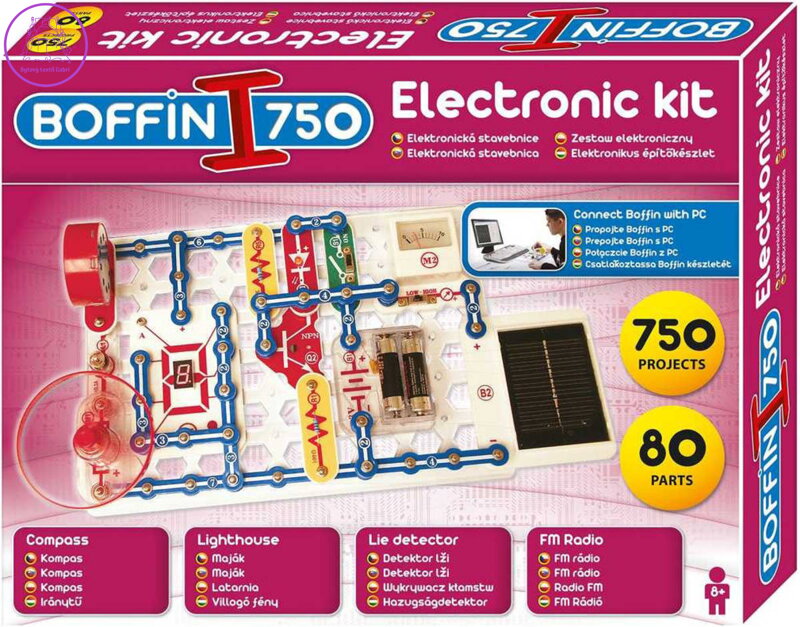 Boffin 750 elektronická stavebnice 750 projektů na baterie 80ks v krabici