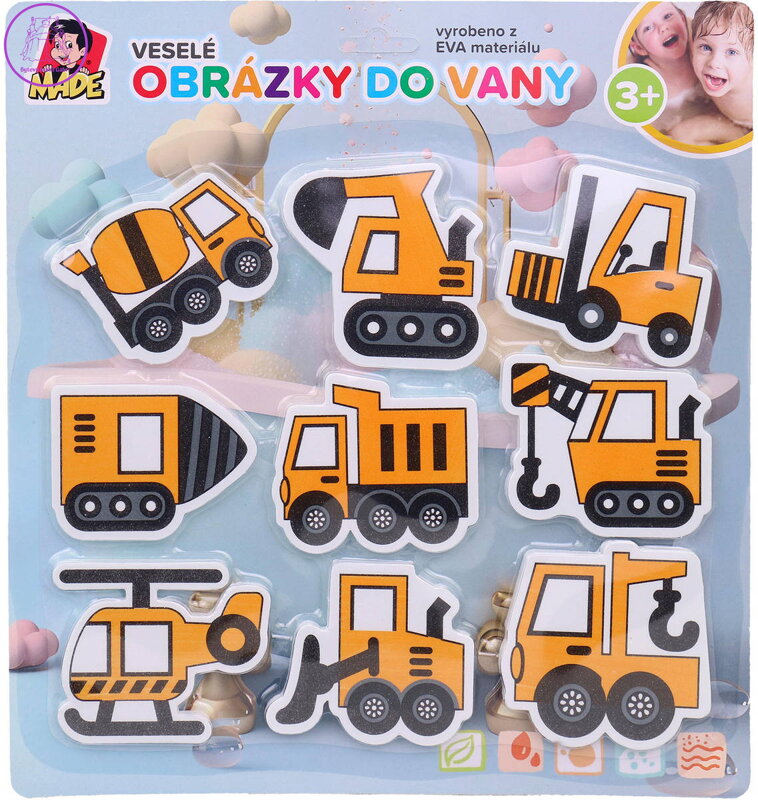Vodolepky soft pěnové dopravní prostředky set 9ks do vany do vody