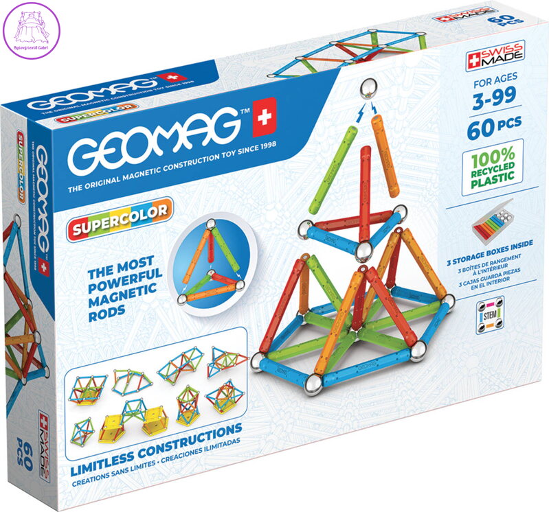 GEOMAG Supercolor Panels 60 dílků Eko magnetická STAVEBNICE