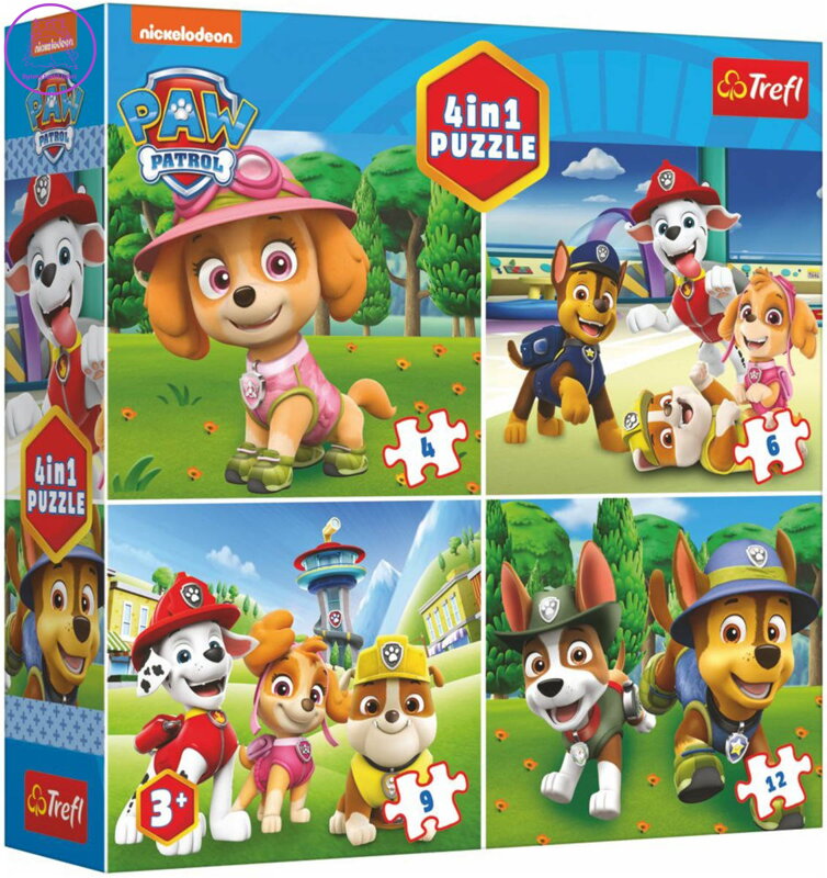 TREFL PUZZLE 4v1 Tlapková Patrola 19x16cm 4-12 dílků skládačka