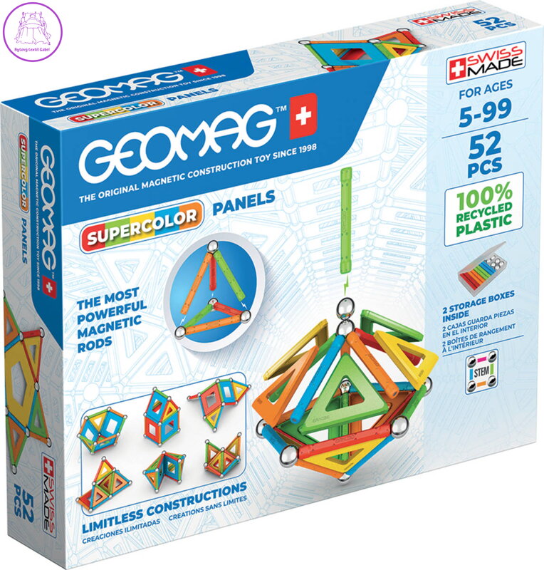 GEOMAG Supercolor Panels 52 dílků Eko magnetická STAVEBNICE