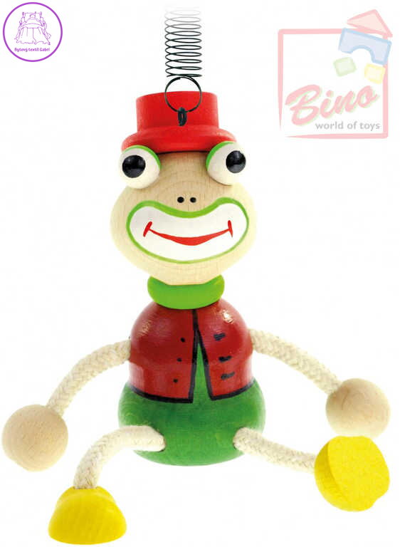 BINO DŘEVO Žába na pružině 12cm pružiňák *DŘEVĚNÉ HRAČKY*