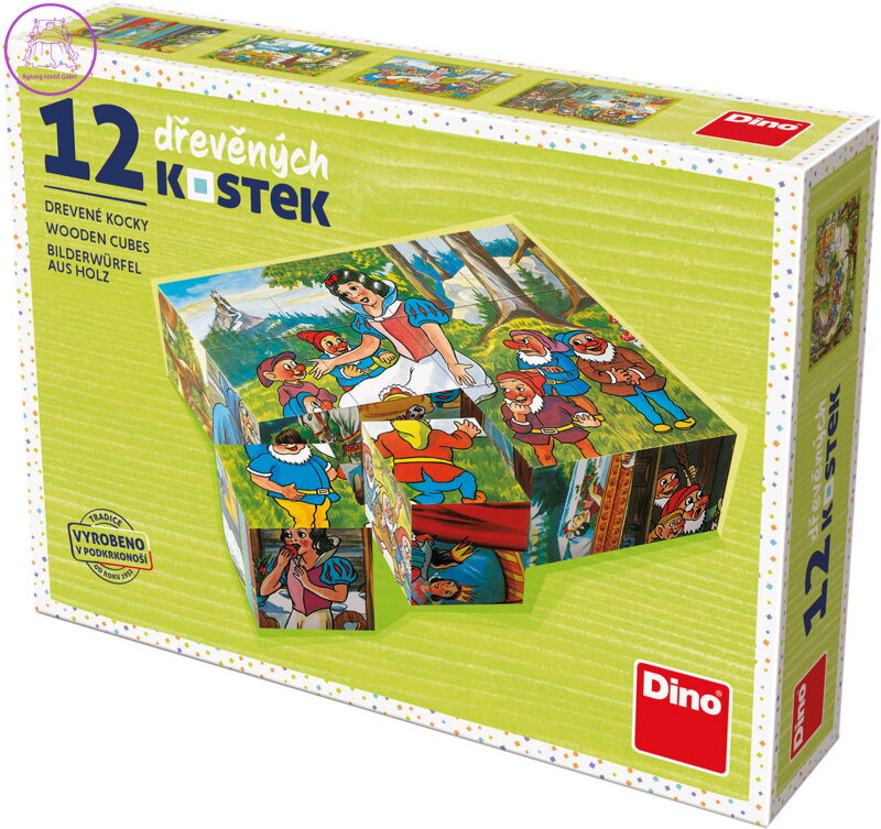 DINO DŘEVO Kubus Sněhurka obrázkové kostky set 12ks *DŘEVĚNÉ HRAČKY*