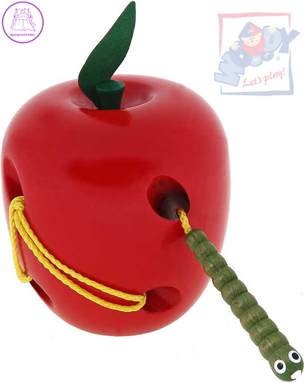 WOODY DŘEVO Provlékadlo Jablko s červíkem *DŘEVĚNÉ HRAČKY*