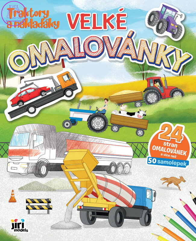 JIRI MODELS Omalovánky velké se samolepkami Traktory a náklaďáky