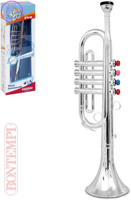 BONTEMPI Trumpeta stříbrná dětská 4 klapky plast *HUDEBNÍ NÁSTROJE*