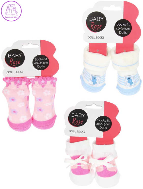Ponožky pro panenku miminko Baby Rose (40-45cm) 1 pár 6 druhů
