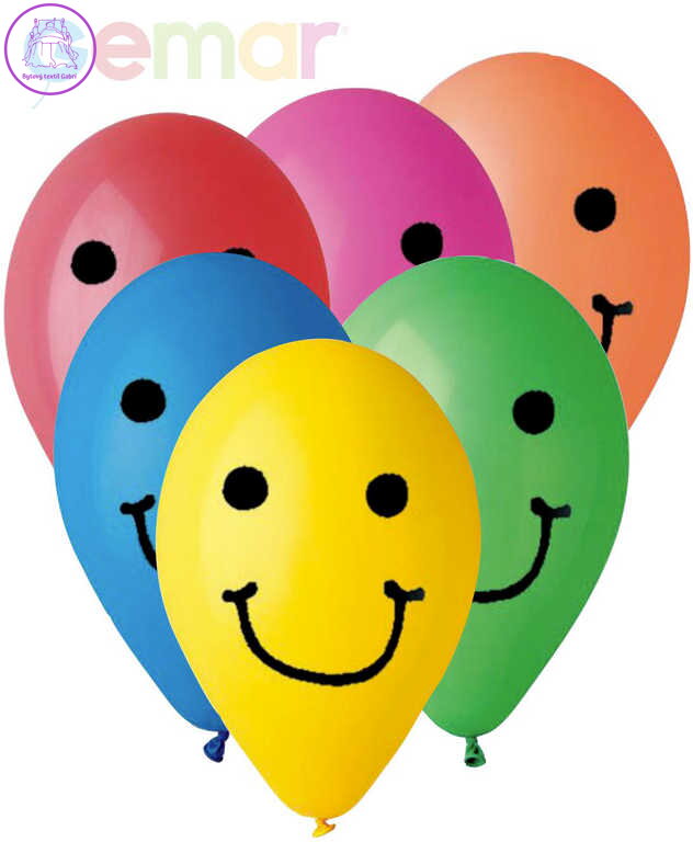 GEMAR Balónek nafukovací 26cm Pastelový potisk SMILE různé barvy 1ks