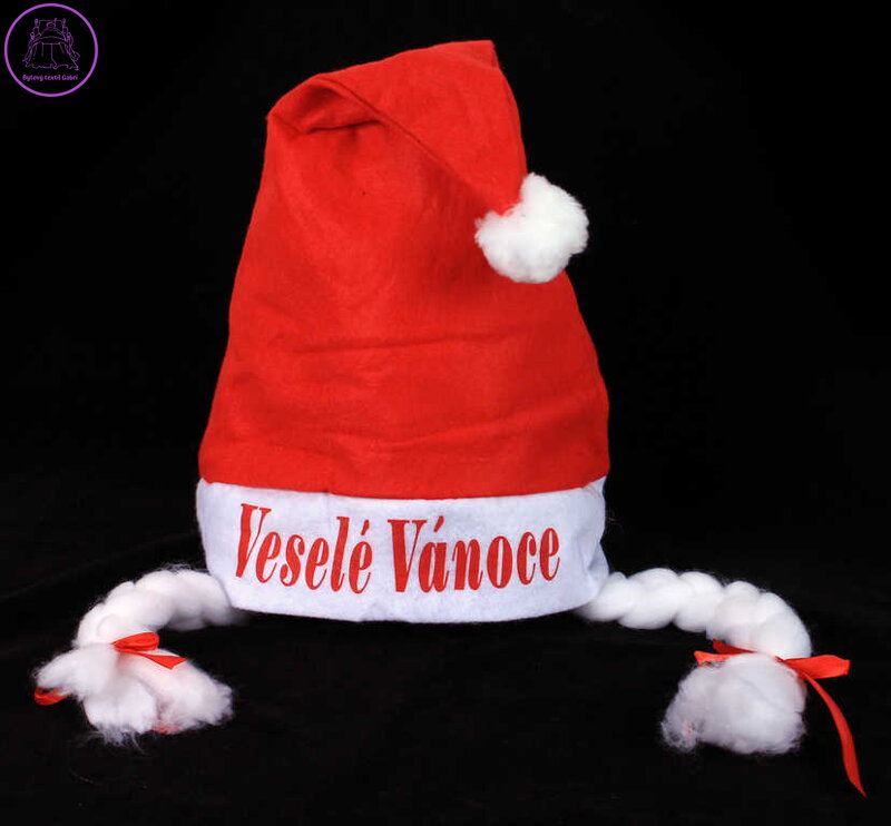 KARNEVAL Vánoční čepice s copy Veselé Vánoce *KARNEVALOVÝ DOPLNĚK*