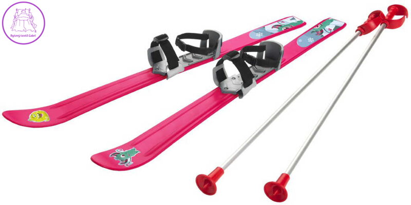 PLASTKON Lyže carvingové Baby Ski 90cm Růžové s vázáním a holemi