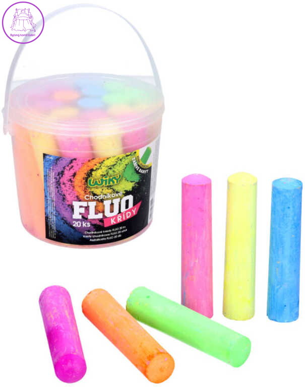 Křídy barevné chodníkové Fluo kulaté set 20ks v kyblíku