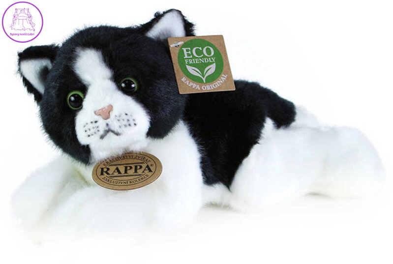 PLYŠ Kočka černo-bílá 23cm ležící Eco-Friendly *PLYŠOVÉ HRAČKY*