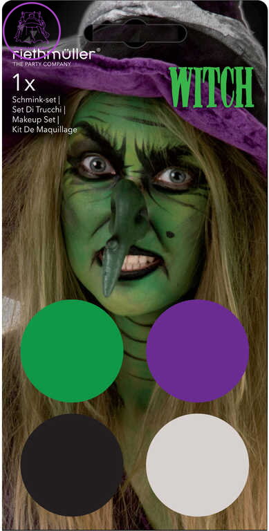 Make-up čarodějnice set 4 obličejové barvy + štětec malování na obličej