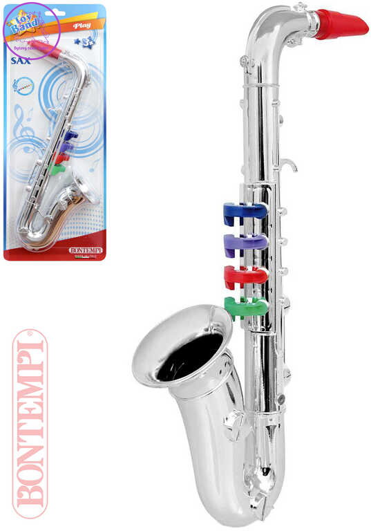 BONTEMPI Saxofon dětský stříbrný 4 klapek plast *HUDEBNÍ NÁSTROJE*