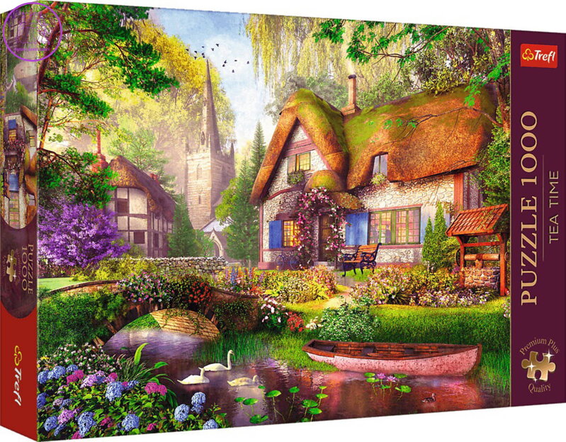 TREFL PUZZLE PREMIUM Čas na čaj Dřevěná chata 68x48cm 1000 dílků