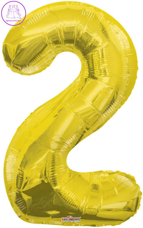 Party balonek nafukovací 86cm Číslice 2 zlatý velký foliový vzduch i helium