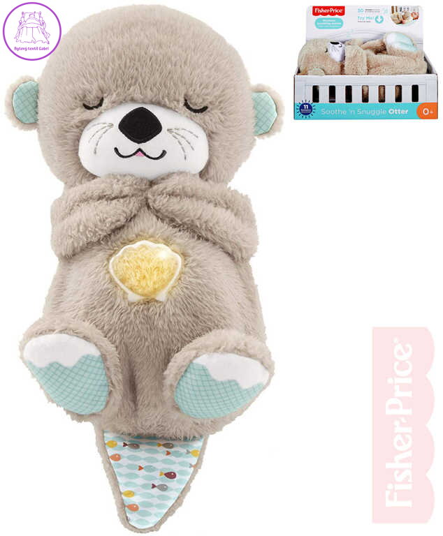 FISHER PRICE PLYŠ Baby usínáček podřimující vydra na baterie Světlo Zvuk pro miminko FISHER PRICE PLYŠ Baby usínáček podřimující vydra na baterie Světlo Zvuk pro miminko