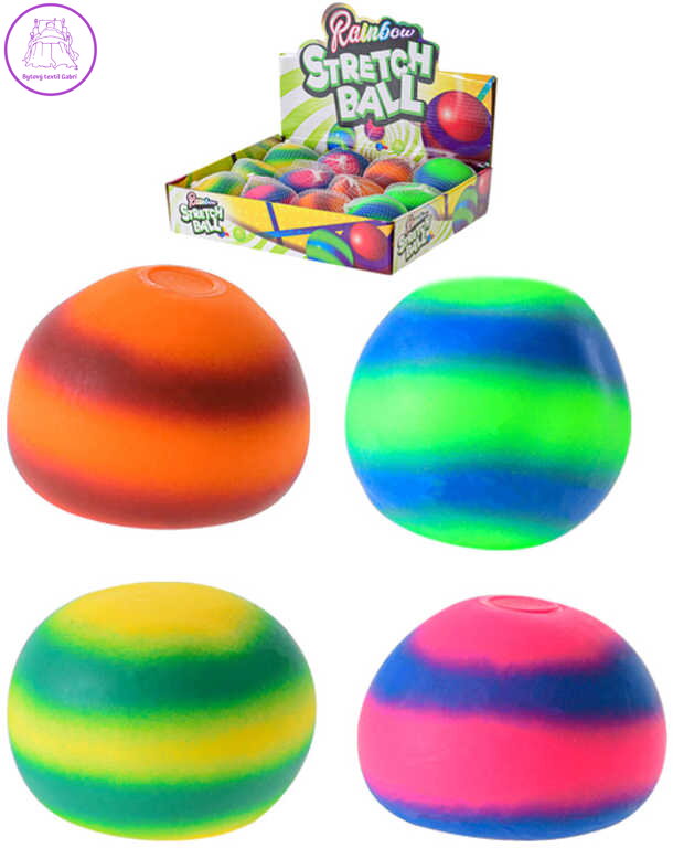 Míček měkký strečový 7cm balónek duhový antistresový 4 barvy