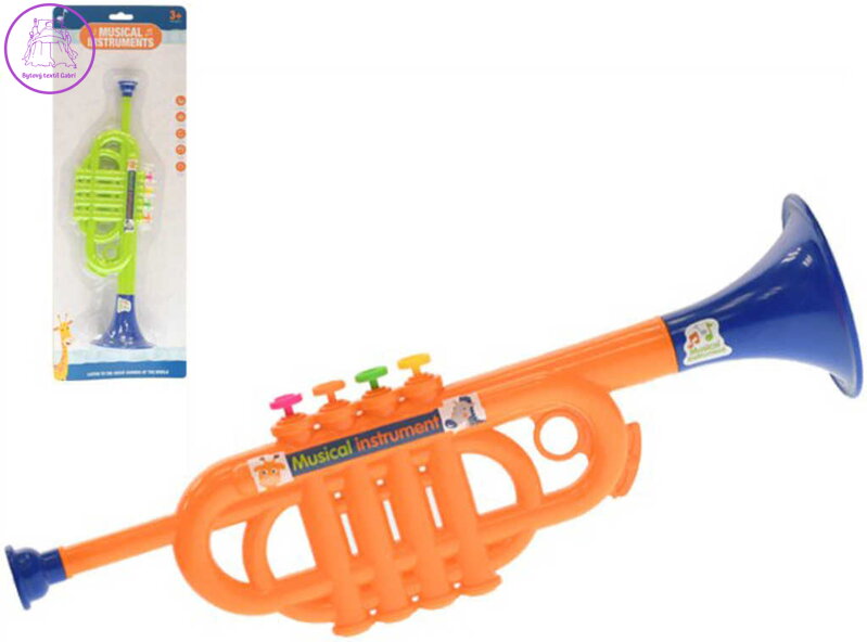 Trumpeta dětská plastová 35cm 2 barvy v sáčku *HUDEBNÍ NÁSTROJE*